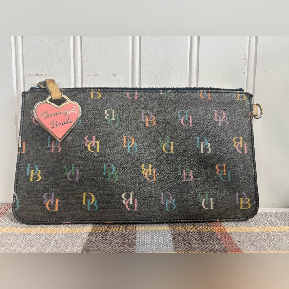 Dooney & Bourke Black Y2K rainbow Logo Clutch